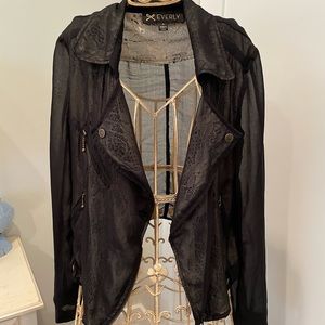 Sheer Black Chiffon Moto Jacket